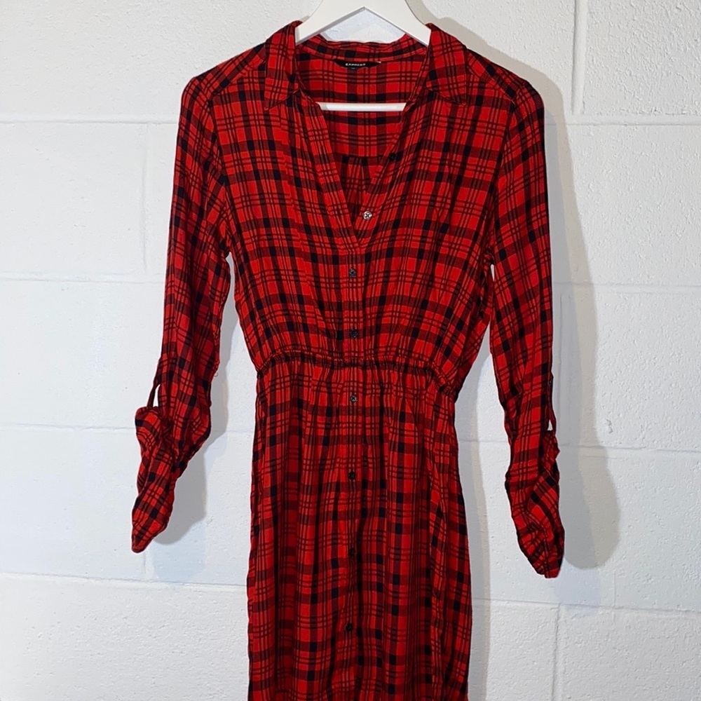 NWOT Express Red Plaid Dress ❤️ size XS